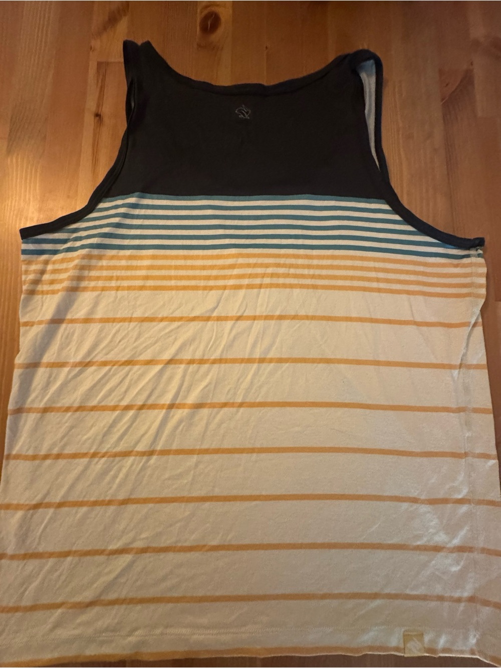 rabbit Men’s EZ Tank Running Top - Striped Navy Teal Yellow - Size Large - Picture 2 of 6
